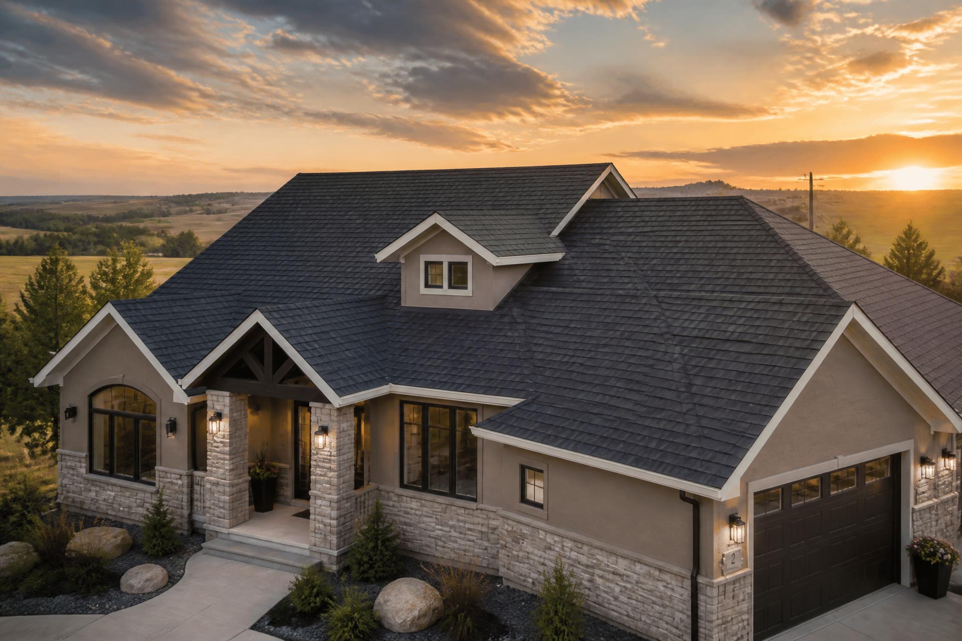 Premium residential roof at sunset in Manitoba